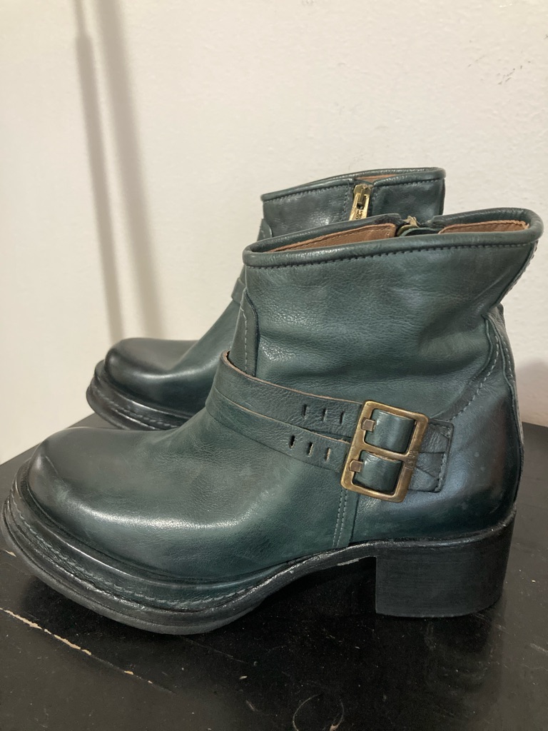 A.S.98 Teal Green Ankle Boots Nwob Eu37 Us7